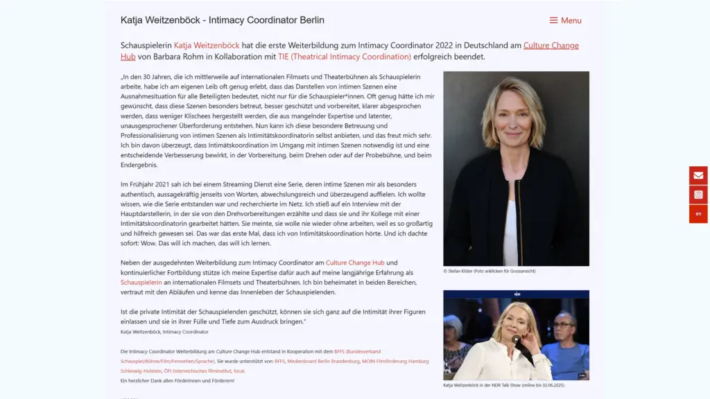 Katja Weitzenböck - Intimacy Coordinator Berlin